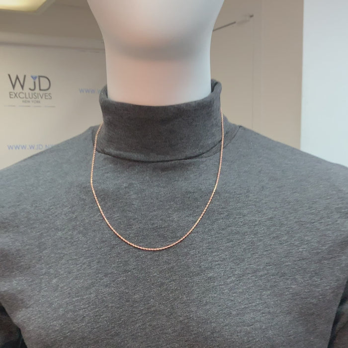 14K Rose Gold 1.5mm Diamond-Cut Rope Chain (Solid Links) 16"-30" — product video