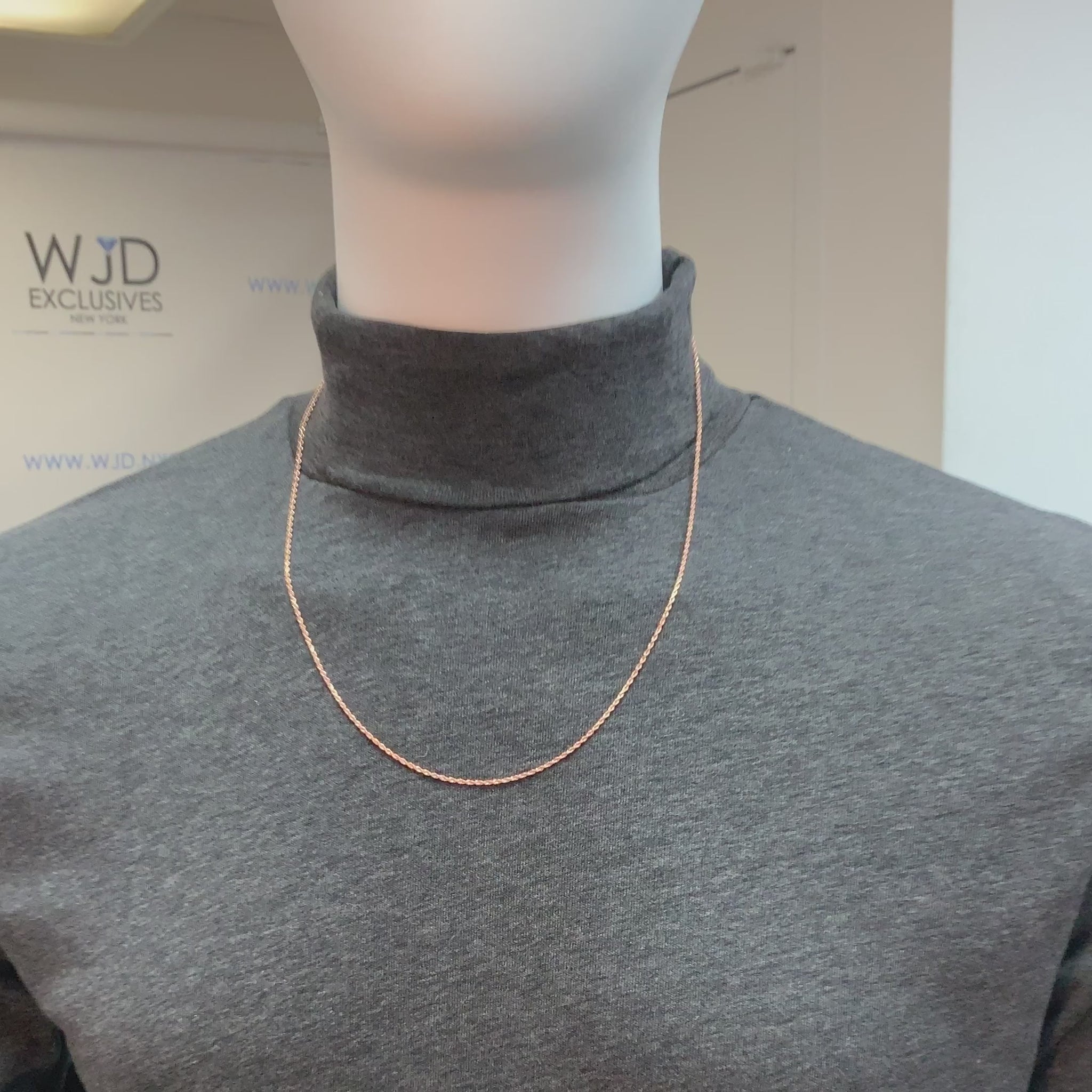 14K Rose Gold 1.5mm Diamond-Cut Rope Chain (Solid Links) 16"-30" — product video