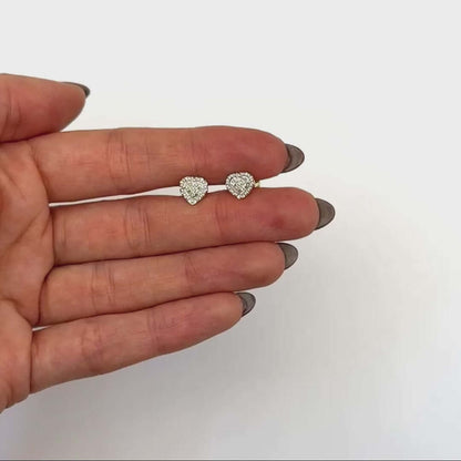 0.05CTW Natural Diamond 18K Gold Over Silver Heart Cluster Stud Earrings