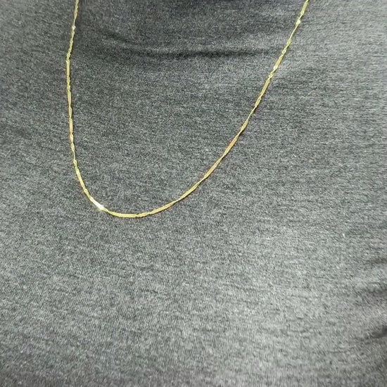 10K Yellow Gold 1.5mm Diamond-Cut Singapore Bar Chain (Solid Links) 16"-24" — product video