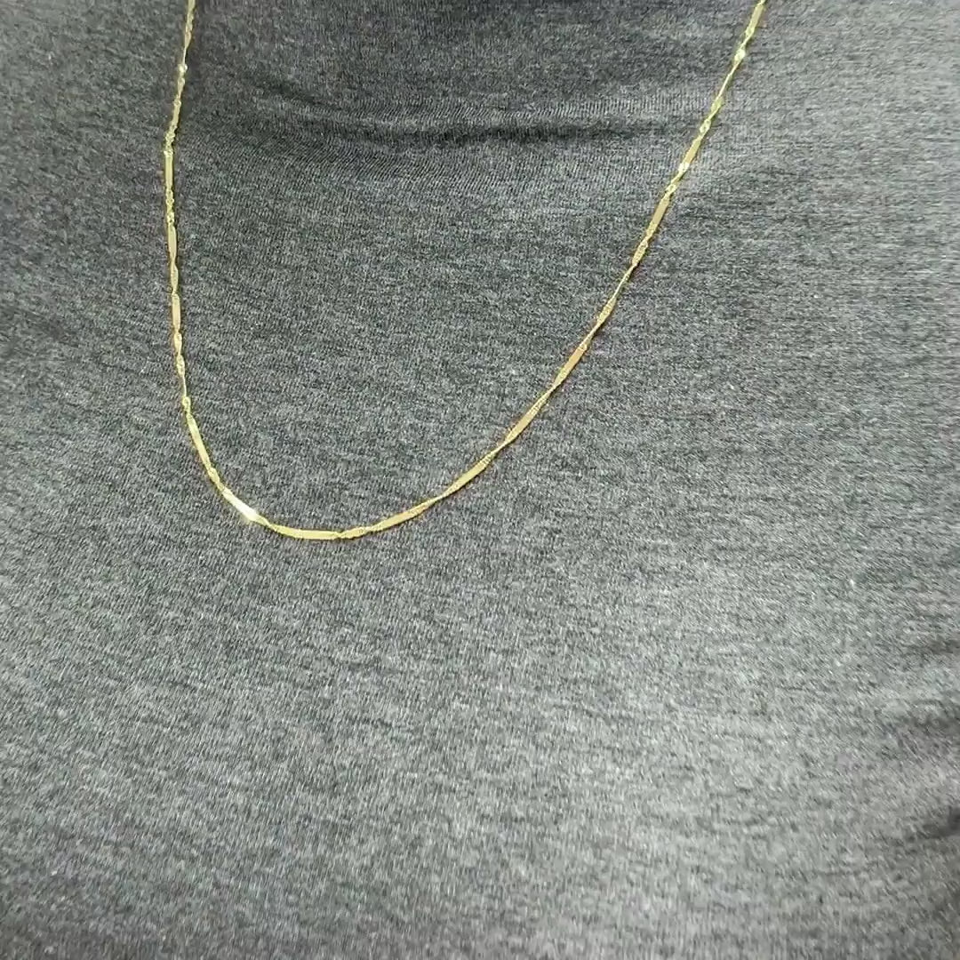 10K Yellow Gold 1.5mm Diamond-Cut Singapore Bar Chain (Solid Links) 16"-24" — product video