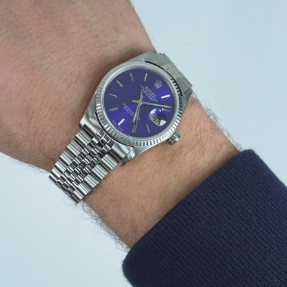 36mm Rolex Datejust 1601 18K White Gold Bezel Stainless Steel Jubilee Band Men's Watch