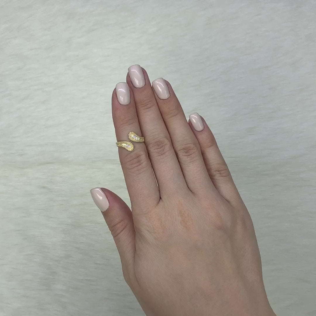 14K Gold 0.15CTW CZ Adjustable Knuckle Midi Ring — product video