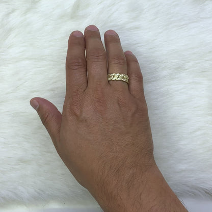 Solid 10K Gold Yellow CZ 7mm Miami Ring Band