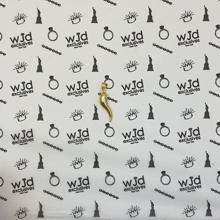 14K Gold Hollow Italian Horn Pendant 1.2" — product video