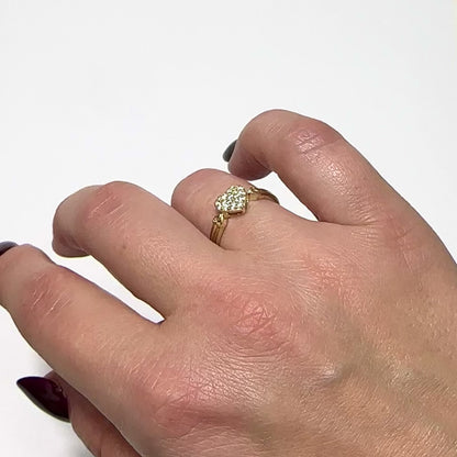 10K Yellow Gold 0.48CTW CZ  8mm Pave Heart Ring