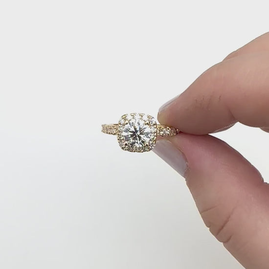 1.85CT T.W Lab-Grown Diamonds 18K Gold Yellow Halo Engagement Ring — product video
