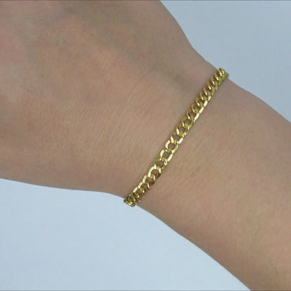 10K Yellow Gold-Filled 4mm Miami Link Bracelet (Hollow) 8"