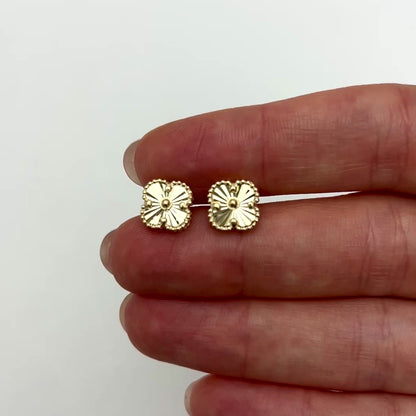 14K Yellow Gold Diamond-Cut Stud Earrings 9mm