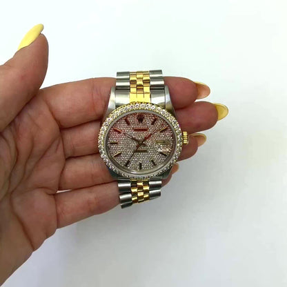 Rolex Datejust Jubilee Band Custom 4.50Ct Natural Diamond Bezel Dial 36mm Watch