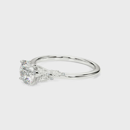 1.05TCW Lab-Grown Diamond 14k White Gold Nature Inspired Engagement Ring
