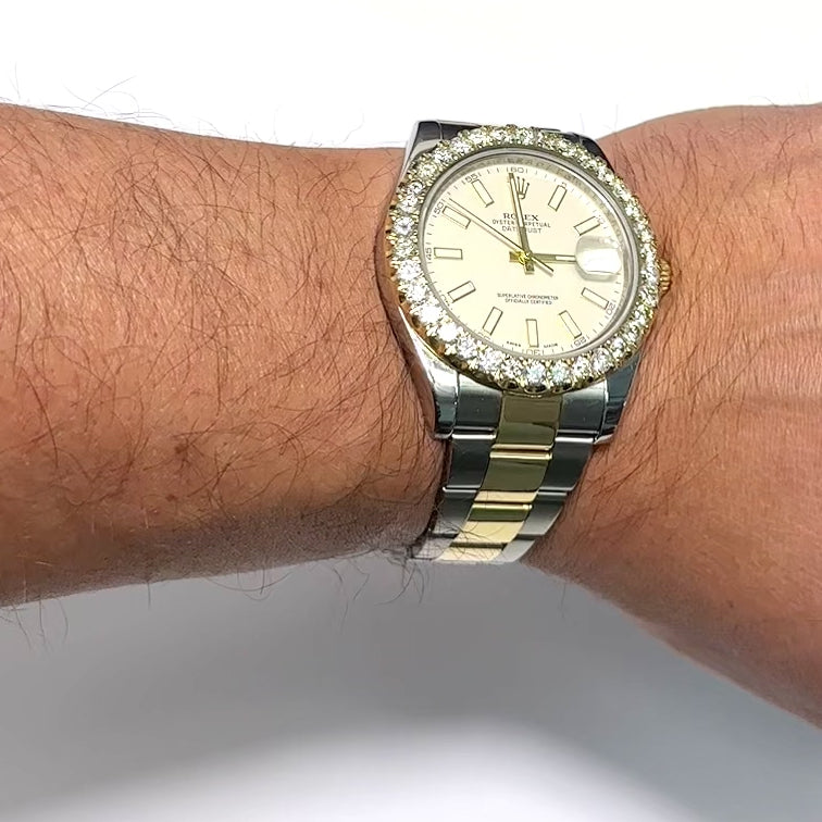 Rolex Datejust 116333 41mm 5.10TCW Diamond 18K Gold Bezel Steel Oyster Band