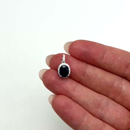 1.64CTW Real Diamond 14K White Gold Oval Blue Sapphire Solitaire Halo Pendant