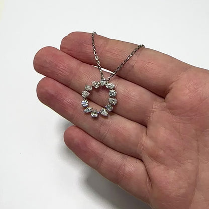 2.20TCW Lab-Grown Diamond 14k White Gold Circle Pendant with Cable Chain (Solid Link) 16"-18"