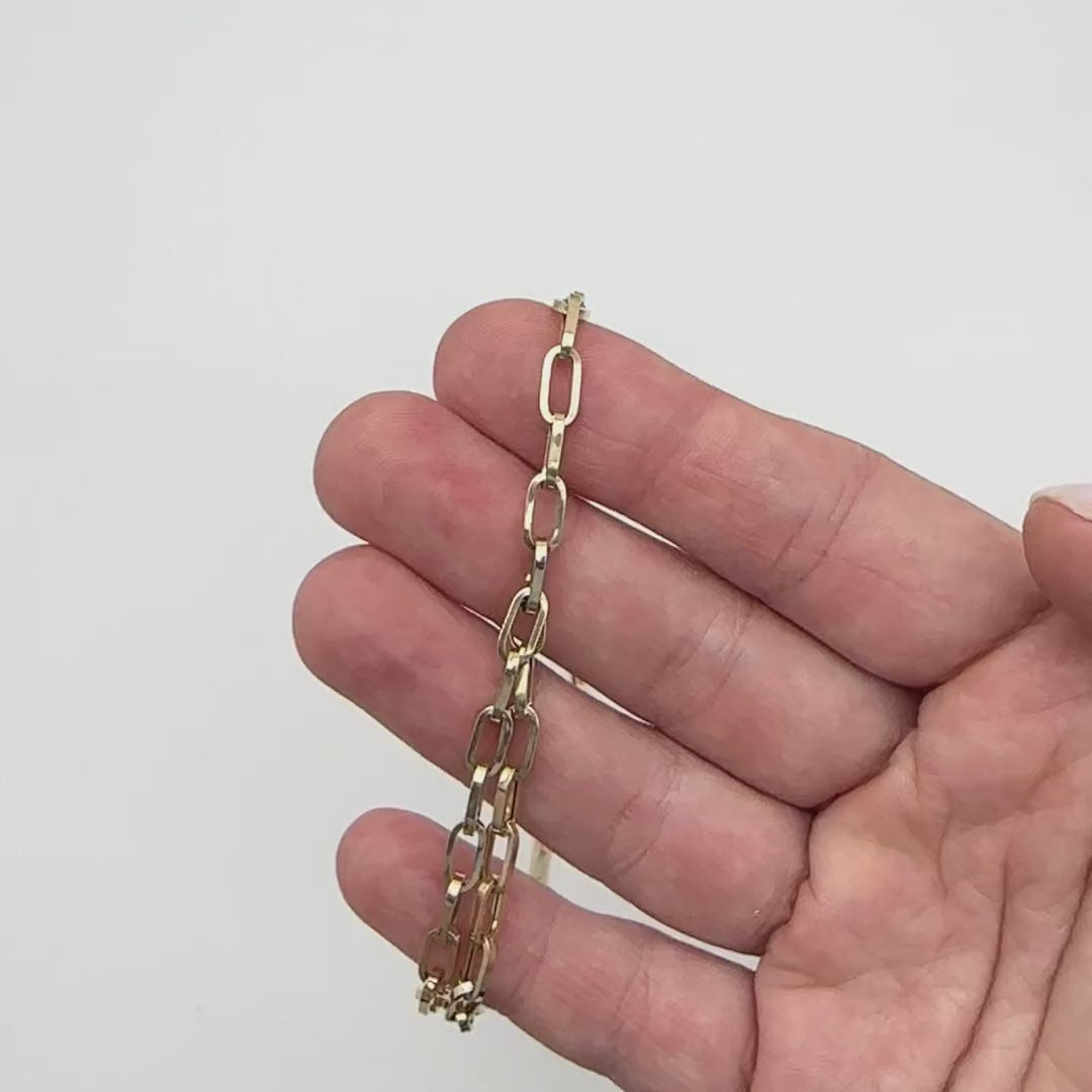 10K Yellow Gold 4mm Double Paperclip Necklace (Hollow) 17" — product video