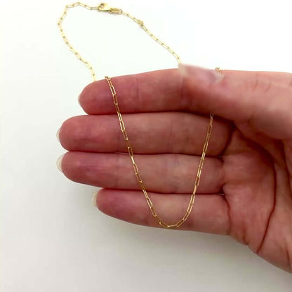 14K Gold 1.5mm Paperclip Chain 16"-24"