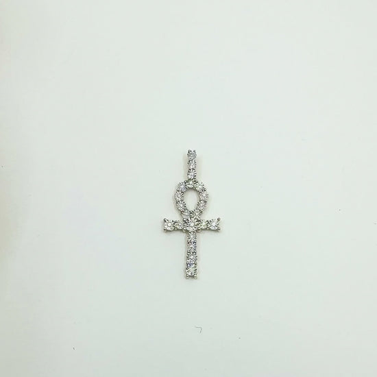 .20CTW Natural Diamond 14K Gold Ankh Cross Pendant — product video