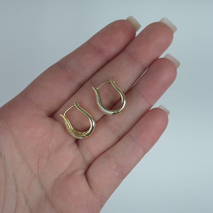 Gold Over Silver 2.10 CTW CZ Pavé Tapered Huggie Earrings 18mm