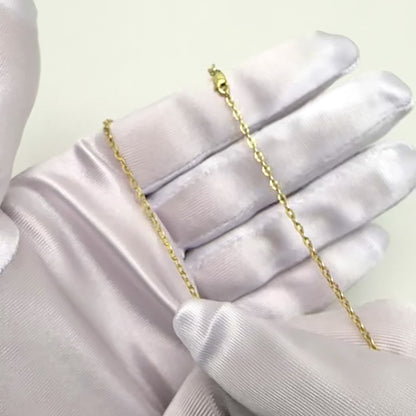 Real 10K Solid Gold 2mm Parallel Cable Chain Necklace 18"