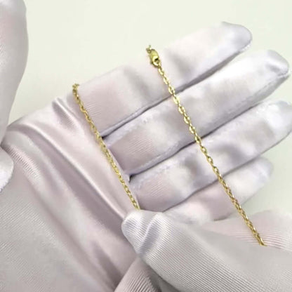 Real 10K Solid Gold 2mm Parallel Cable Chain 18"