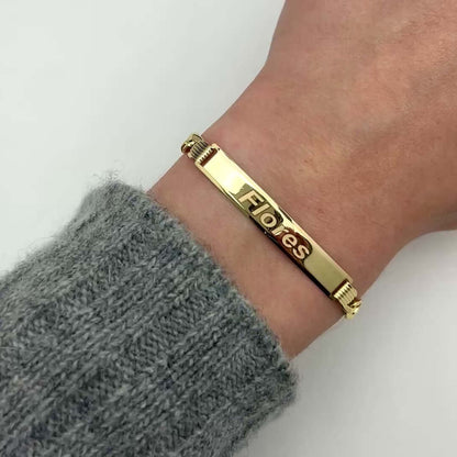 14K Yellow Gold 5.7mm Engravable Cuban Curb Personalized ID Bracelet (Hollow) 8"