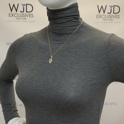 Pave Evil Eye Yellow Gold Over Silver Hamsa Pendant