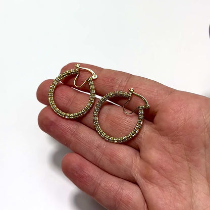 14K Yellow White Rose Gold Diamond-Cut Mesh Hoop Earrings 28mm