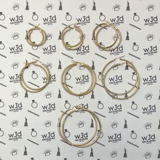 10K Yellow Gold 2mm Hoop Earrings 1"-2.1" — product video