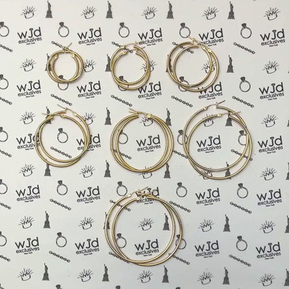 10K Yellow Gold 2mm Hoop Earrings 1"-2.1" — product video