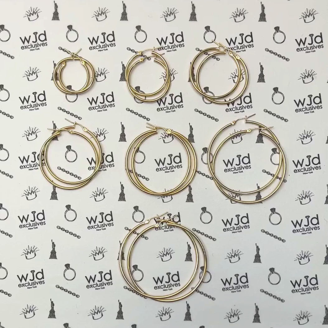 10K Yellow Gold 2mm Hoop Earrings 1"-2.1" — product video