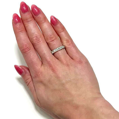 2.76CTW Lab-Grown Diamond 14k White Gold 3mm Emerald Eternity Band