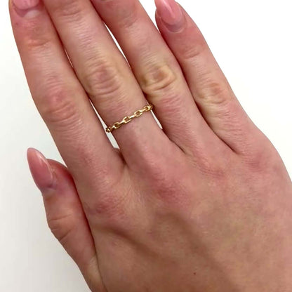 14K Gold 2.5mm Oval Puffed Links Stackable Ring