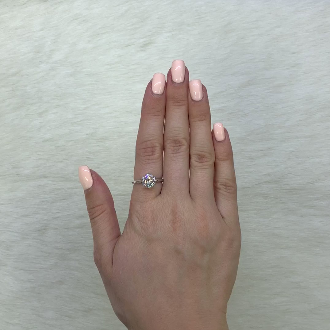 1.75CT CZ 14K Gold White 6-Prong Solitaire Engagement Ring — product video