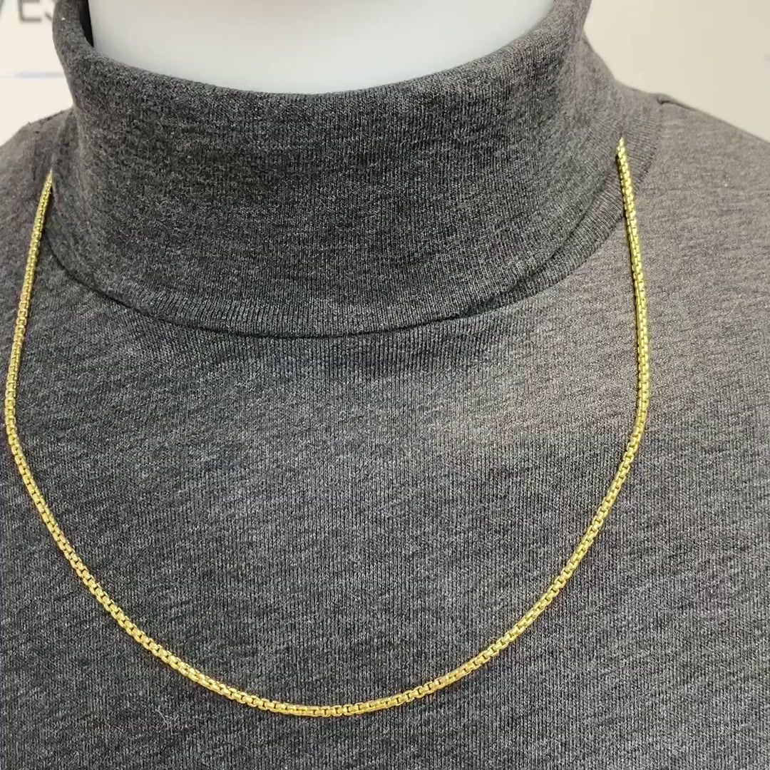 10K Yellow Gold 2.5mm Round Box Chain (Solid Links) 18"-26" — product video