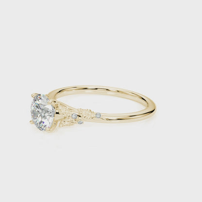 1.05TCW Lab-Grown Diamond 14k Yellow Gold Nature Inspired Engagement Ring