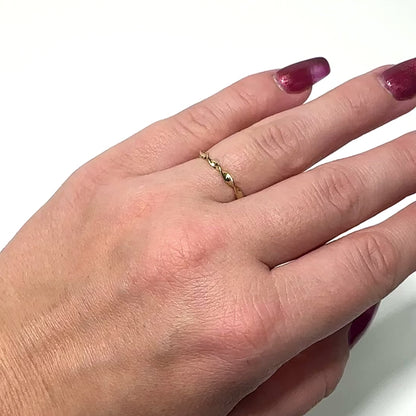 14K Yellow Gold 2mm Twisted Band Stackable Ring Made In Italy