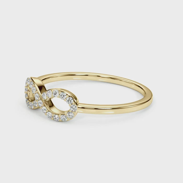 0.12CTW Natural Diamond 14K Yellow Gold Infinity Ring — product video