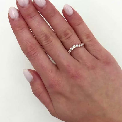 0.75CTW Lab-Grown Diamond Round 18K Rose Gold Graduated Chevron Band Ring