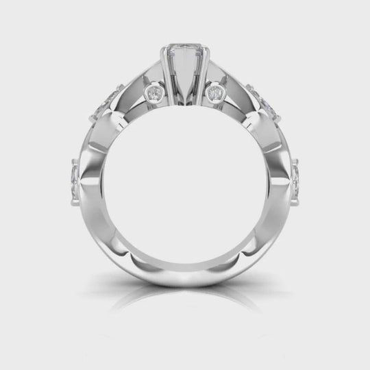 1.75CTW Natural Diamond Marquise Moissanite Twist 18K Gold White Engagement Ring — product video