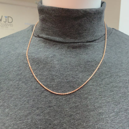 14K Rose Gold 2mm Diamond-Cut Rope Chain (Solid Links) 16"-30" — product video