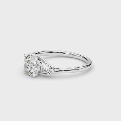 1.00TCW Lab-Grown Diamond 14k White Gold Floral Solitaire Engagement Ring