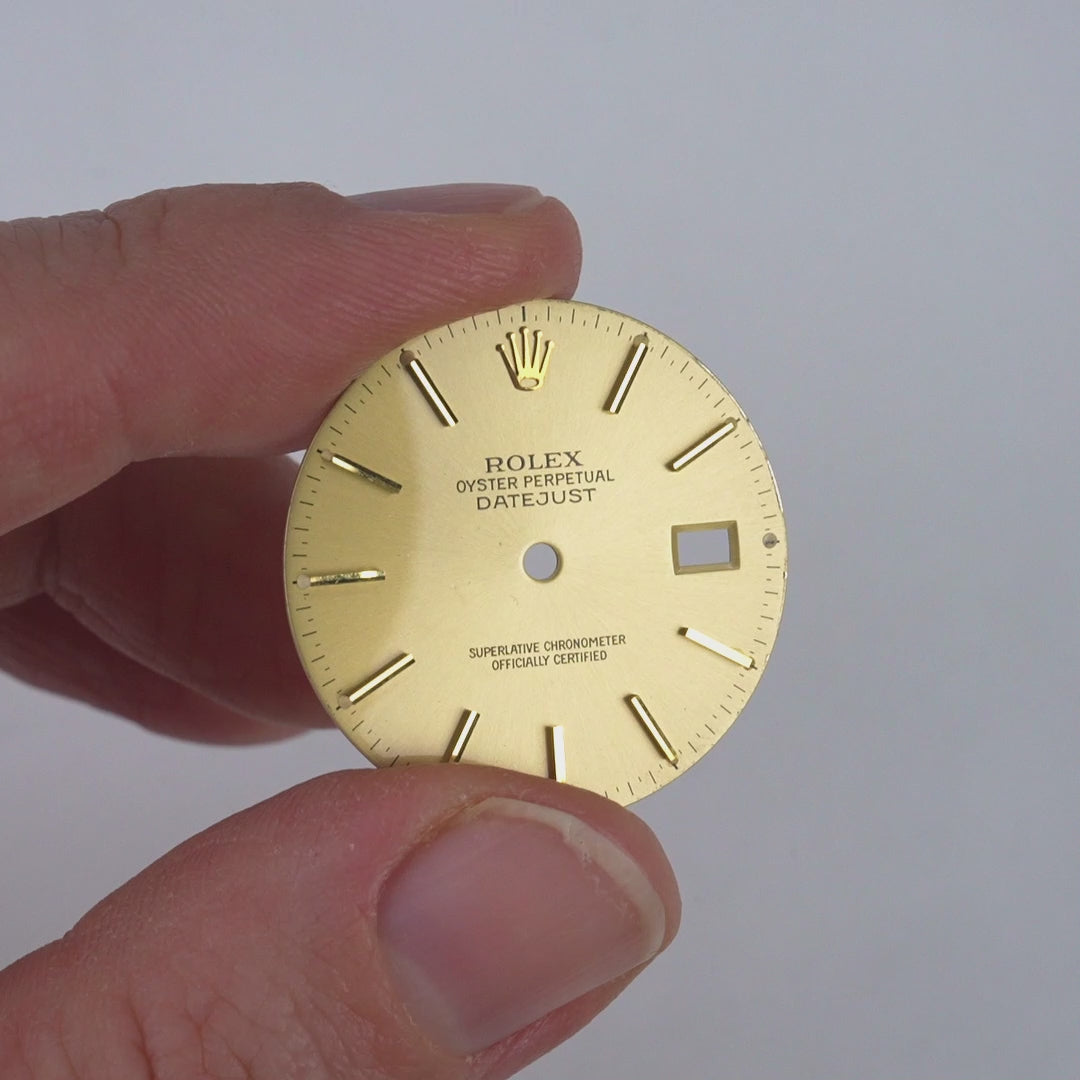 Original Rolex Datejust 16013 champagne stick-marker flat dial — Style 14253, actual-item video