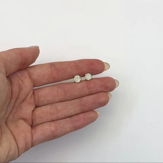 0.25CTW Natural Diamond 14K White Gold Round Cluster Stud Earrings 5.5mm — product video