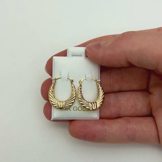 14K Gold Graduated Bow Hoop Earrings 19mm — product video