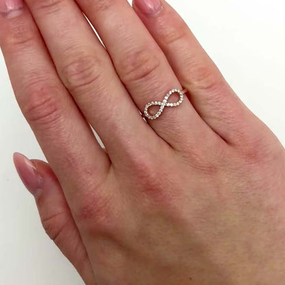 0.15CTW Real Diamond Real 10K Rose Gold Infinity Ring