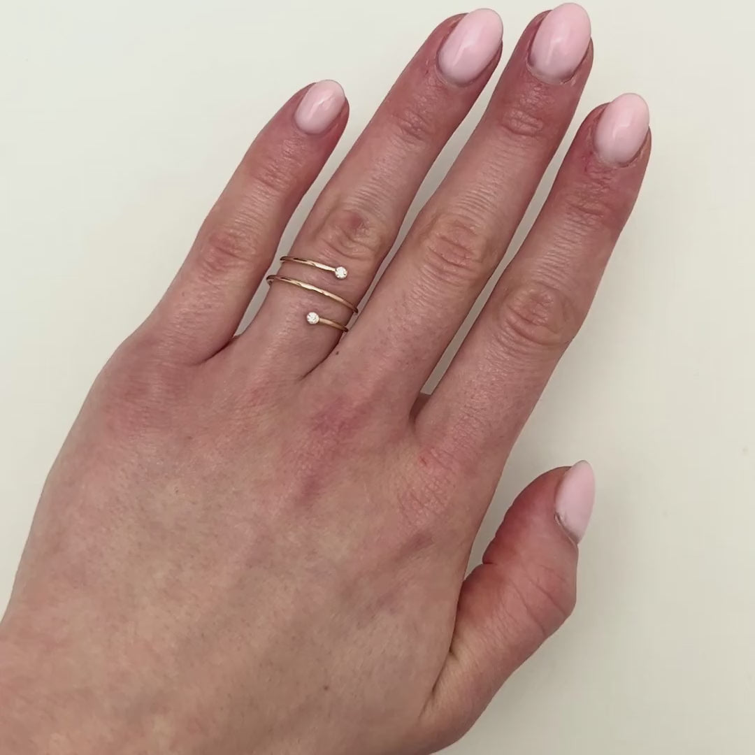 0.07CTW Natural Diamond 14K Gold Wrap Around Bypass Cocktail Ring — product video