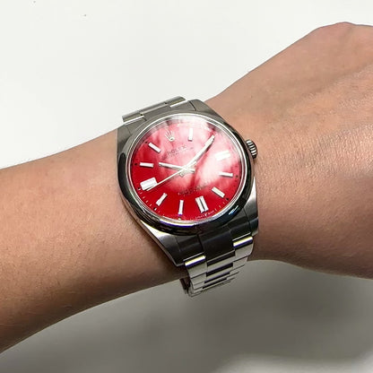 Rolex Oyster Perpetual 124300 41mm Automatic Red Dial Men's Watch