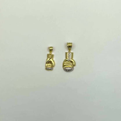 10K Yellow Gold Boxing Gloves Pendant 1.5"-1.8"