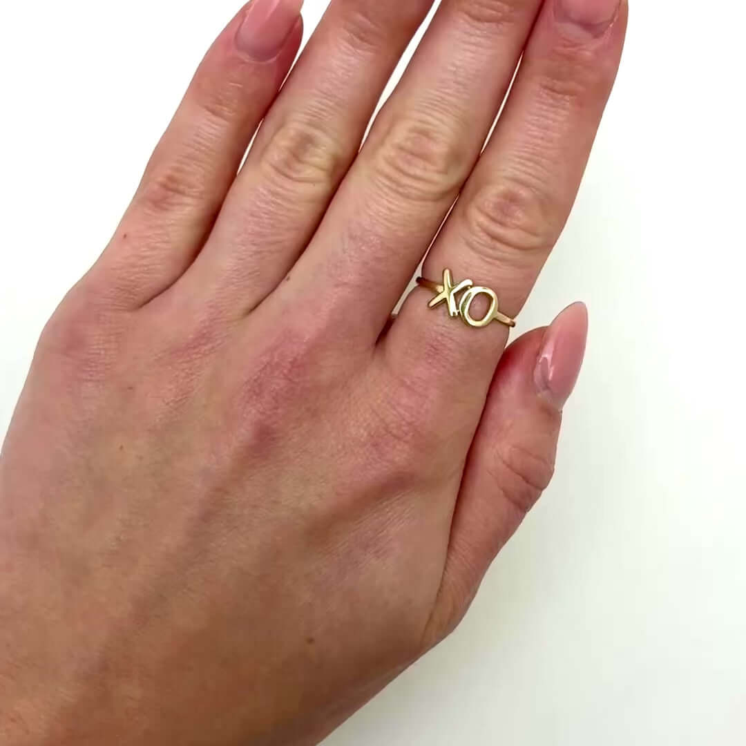 14K Gold Stackable XO Ring