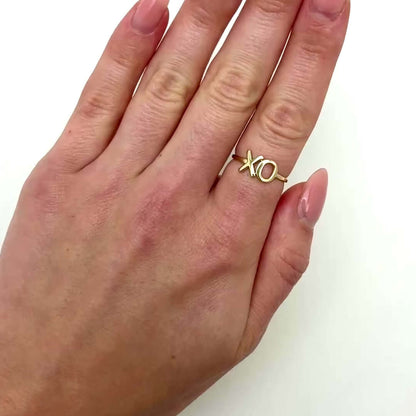 14K Gold Stackable XO Ring